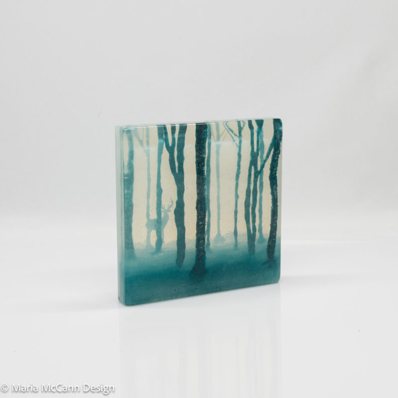 Forest Stag Glass Panel – Peacock