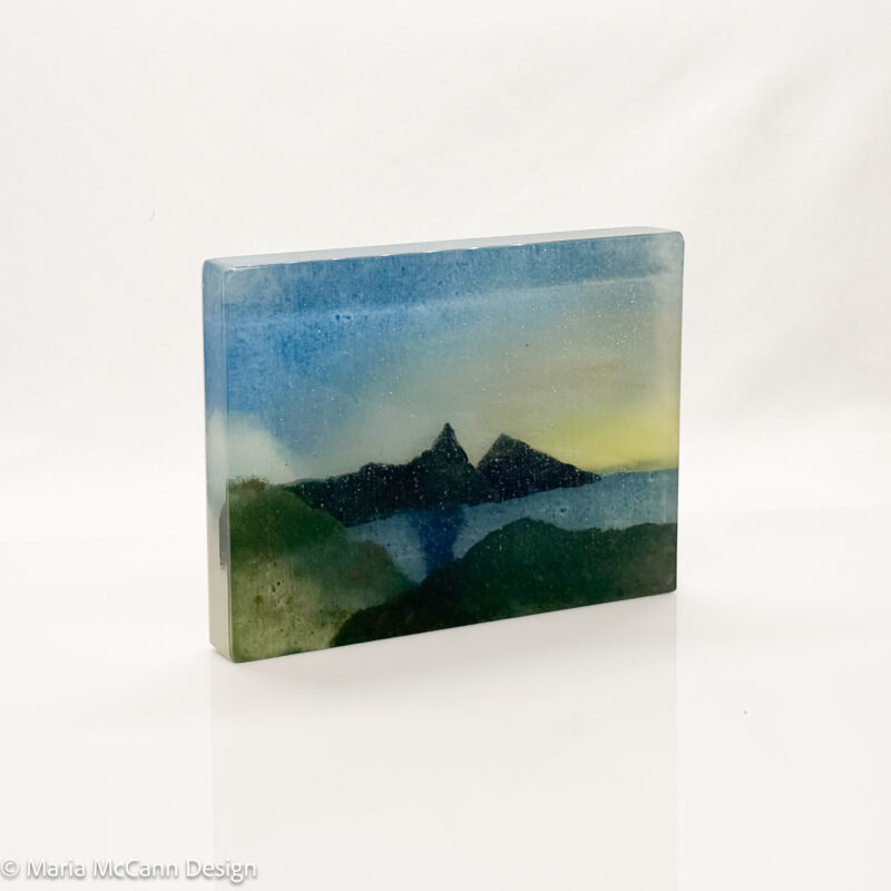 The Pitons, St Lucia – Kiln-Fused Glass Landscape